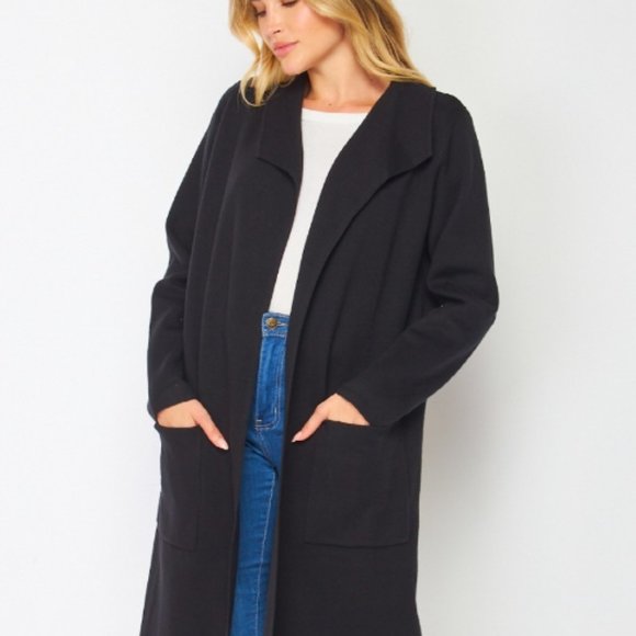 Sweater Cardigan Long Duster, Below the Knees with Pockets, Camel Tan Color - Picture 9 of 11